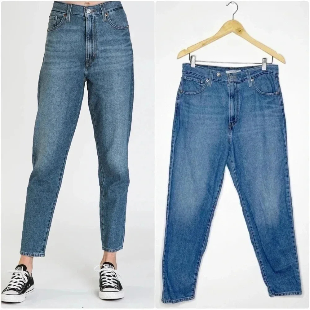 Levi's High Waisted Mom Jeans Taper Straight Leg Denim Size 31 / 12
